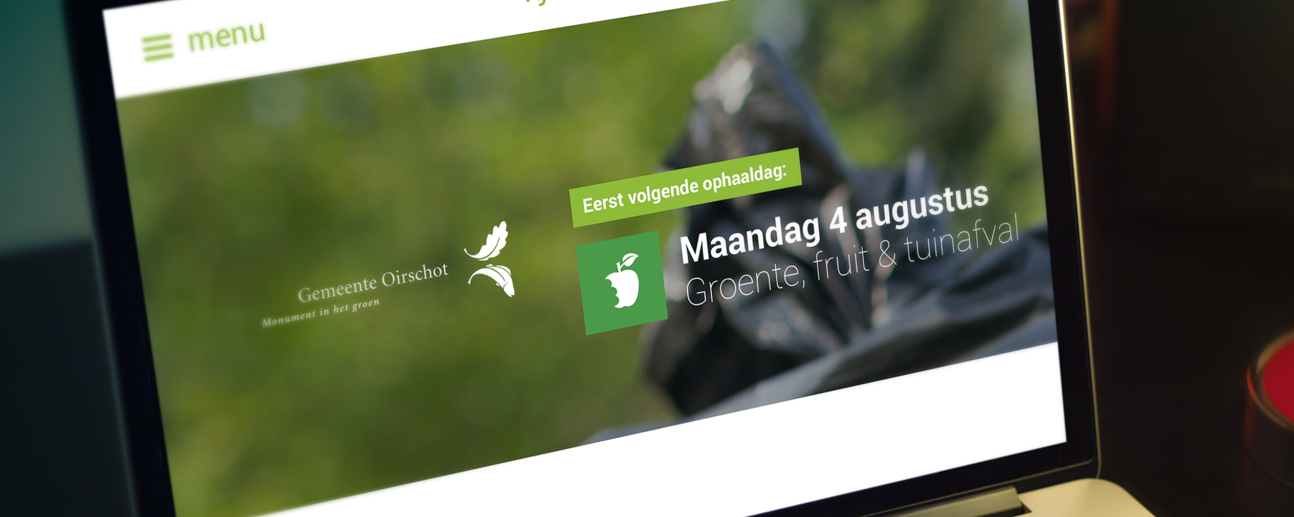 De afvalwijzer getoond op een laptop