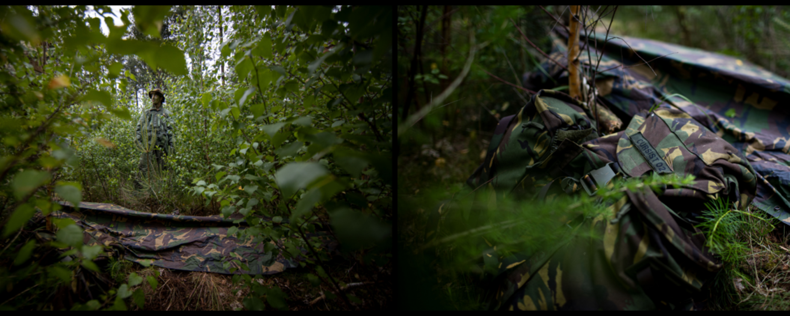 Militaire oefenen in het bos